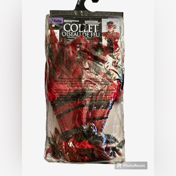 Firebird Bundle By Amscan, 1 Red & Black Feather Collar & 1 Hair Clip Brand New - Picture 4 of 4